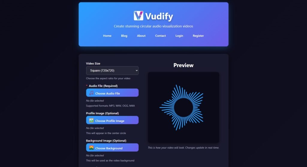 Vudify.com audio visualizer online